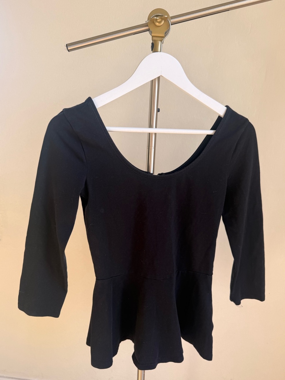 Express Black Scoop-Neck Peplum Top